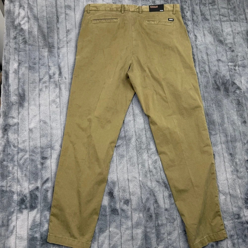 Hugo Boss Kane-L Regular Tapered Chino Pants Olive Green 50509290 Mens 36R